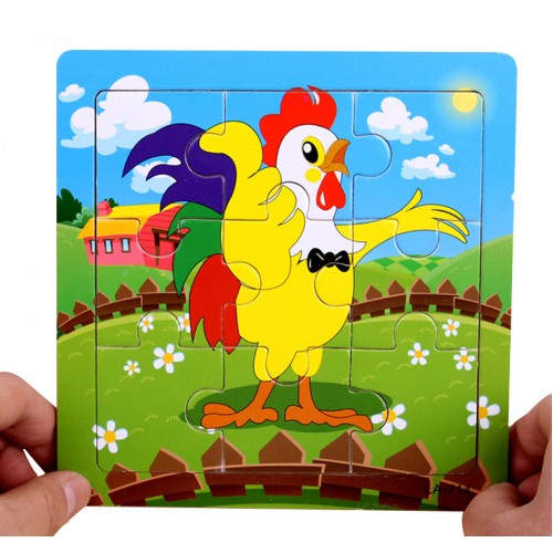 EVERY FAMILY - 24 Styles Wooden Kids Jigsaw Puzzles Toys With Animals The Cock